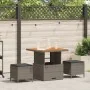 Conjunto de Comedor de Jardín de 3 Piezas con Cojines Gris de Poliratán y Acacia | Foro24.es | Tu tienda online para hogar, jardín y más Foro24.es