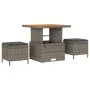Conjunto de Comedor de Jardín de 3 Piezas con Cojines Gris de Poliratán y Acacia | Foro24.es | Tu tienda online para hogar, jardín y más Foro24.es