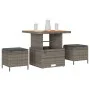 Conjunto de Comedor de Jardín de 3 Piezas con Cojines Gris de Poliratán y Acacia | Foro24.es | Tu tienda online para hogar, jardín y más Foro24.es