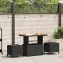 Conjunto de Comedor de Jardín de 3 Piezas con Cojines Negro de Poliratán y Acacia | Foro24.es | Tu tienda online para hogar, jardín y más Foro24.es