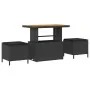 Conjunto de Comedor de Jardín de 3 Piezas con Cojines Negro de Poliratán y Acacia | Foro24.es | Tu tienda online para hogar, jardín y más Foro24.es