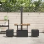 Conjunto de Comedor de Jardín de 3 Piezas con Cojines Negro de Poliratán y Acacia | Foro24.es | Tu tienda online para hogar, jardín y más Foro24.es