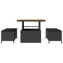 Conjunto de Comedor de Jardín de 3 Piezas con Cojines Negro de Poliratán y Acacia | Foro24.es | Tu tienda online para hogar, jardín y más Foro24.es