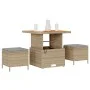 Conjunto de Comedor para Jardín de 3 Piezas con Cojines Beige de Ratán Polímero y Acacia | Foro24.es | Tu tienda online para hogar, jardín y más Foro24.es