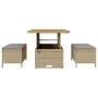 Conjunto de Comedor para Jardín de 3 Piezas con Cojines Beige de Ratán Polímero y Acacia | Foro24.es | Tu tienda online para hogar, jardín y más Foro24.es