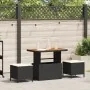 Set de Comedor de Jardín de 3 Piezas con Cojines Negro de Poliratán y Acacia | Foro24.es | Tu tienda online para hogar, jardín y más Foro24.es