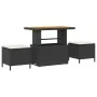 Set de Comedor de Jardín de 3 Piezas con Cojines Negro de Poliratán y Acacia | Foro24.es | Tu tienda online para hogar, jardín y más Foro24.es