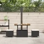 Set de Comedor de Jardín de 3 Piezas con Cojines Negro de Poliratán y Acacia | Foro24.es | Tu tienda online para hogar, jardín y más Foro24.es