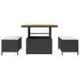 Set de Comedor de Jardín de 3 Piezas con Cojines Negro de Poliratán y Acacia | Foro24.es | Tu tienda online para hogar, jardín y más Foro24.es