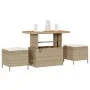 Juego de Comedor de Jardín de 3 Piezas con Cojines Beige Ratán Sintético Acacia | Foro24.es | Tu tienda online para hogar, jardín y más Foro24.es