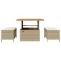 Juego de Comedor de Jardín de 3 Piezas con Cojines Beige Ratán Sintético Acacia | Foro24.es | Tu tienda online para hogar, jardín y más Foro24.es