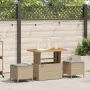 Conjunto de Jardín de Comedor de 3 Piezas con Cojines Beige de Poliratán y Acacia | Foro24.es | Tu tienda online para hogar, jardín y más Foro24.es