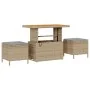 Conjunto de Jardín de Comedor de 3 Piezas con Cojines Beige de Poliratán y Acacia | Foro24.es | Tu tienda online para hogar, jardín y más Foro24.es
