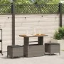 Conjunto de Comedor de Jardín de 3 Piezas con Cojines Gris en Poliratán y Acacia | Foro24.es | Tu tienda online para hogar, jardín y más Foro24.es