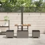 Conjunto de Comedor de Jardín de 3 Piezas con Cojines Gris en Poliratán y Acacia | Foro24.es | Tu tienda online para hogar, jardín y más Foro24.es