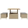 Conjunto de Jardín de Comedor de 3 Piezas con Cojines Beige de Poliratán y Acacia | Foro24.es | Tu tienda online para hogar, jardín y más Foro24.es