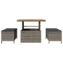 Conjunto de Comedor de Jardín de 3 Piezas con Cojines Gris en Poliratán y Acacia | Foro24.es | Tu tienda online para hogar, jardín y más Foro24.es