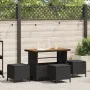 Conjunto de Comedor de Jardín de 4 Piezas con Cojines Negro de Poliratán y Acacia | Foro24.es | Tu tienda online para hogar, jardín y más Foro24.es
