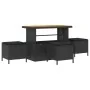 Conjunto de Comedor de Jardín de 4 Piezas con Cojines Negro de Poliratán y Acacia | Foro24.es | Tu tienda online para hogar, jardín y más Foro24.es