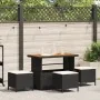Conjunto de Comedor de Jardín de 4 Piezas con Cojines Negros de Poliratán y Acacia | Foro24.es | Tu tienda online para hogar, jardín y más Foro24.es