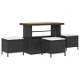 Conjunto de Comedor de Jardín de 4 Piezas con Cojines Negros de Poliratán y Acacia | Foro24.es | Tu tienda online para hogar, jardín y más Foro24.es