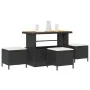Conjunto de Comedor de Jardín de 4 Piezas con Cojines Negros de Poliratán y Acacia | Foro24.es | Tu tienda online para hogar, jardín y más Foro24.es