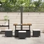 Conjunto de Comedor de Jardín de 4 Piezas con Cojines Negros de Poliratán y Acacia | Foro24.es | Tu tienda online para hogar, jardín y más Foro24.es