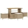Conjunto de Comedor de Jardín de 4 Piezas con Cojines Beige de Ratán y Acacia | Foro24.es | Tu tienda online para hogar, jardín y más Foro24.es