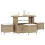 Conjunto de Comedor de Jardín de 4 Piezas con Cojines Beige de Ratán y Acacia | Foro24.es | Tu tienda online para hogar, jardín y más Foro24.es