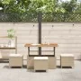 Conjunto de Comedor de Jardín de 4 Piezas con Cojines Beige de Ratán y Acacia | Foro24.es | Tu tienda online para hogar, jardín y más Foro24.es