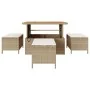 Conjunto de Comedor de Jardín de 4 Piezas con Cojines Beige de Ratán y Acacia | Foro24.es | Tu tienda online para hogar, jardín y más Foro24.es
