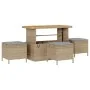 Juego de Comedor de Jardín de 4 Piezas con Cojines Beige Ratán Sintético Acacia | Foro24.es | Tu tienda online para hogar, jardín y más Foro24.es