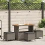 Juego de Comedor de Jardín de 4 Piezas con Cojines Gris de Poliratán y Acacia | Foro24.es | Tu tienda online para hogar, jardín y más Foro24.es