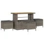 Juego de Comedor de Jardín de 4 Piezas con Cojines Gris de Poliratán y Acacia | Foro24.es | Tu tienda online para hogar, jardín y más Foro24.es