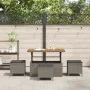 Juego de Comedor de Jardín de 4 Piezas con Cojines Gris de Poliratán y Acacia | Foro24.es | Tu tienda online para hogar, jardín y más Foro24.es