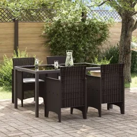 Sillas de Jardín con Cojines 4 pcs Marrón Ratan