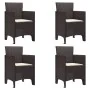 Silla de Jardín Set de 4 Marrón con cojín crema de , Sillas de jardín - Ref: Foro24-847477, Precio: 150,60 €, Descuento: %