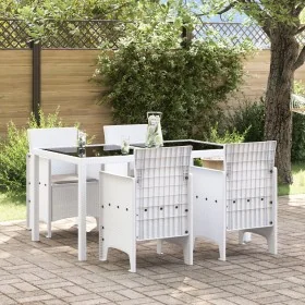Silla de Jardín Set de 4 Blanco con cojines taupe