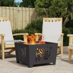 Fogata Cuadrada Negra 60x60x40 cm Acero de , Chimeneas - Ref: Foro24-858914, Precio: 69,38 €, Descuento: -5%%