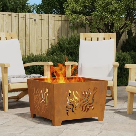 Fuego Hoguera Cuadrada 60x60x40 cm Acero Resistente a la Intemperie | Foro24.es | Tu tienda online para hogar, jardín y más Foro24.es