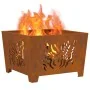 Fuego Hoguera Cuadrada 60x60x40 cm Acero Resistente a la Intemperie | Foro24.es | Tu tienda online para hogar, jardín y más Foro24.es