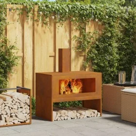 Hoguera con Chimenea 80x50x96 cm Acero Envejecido by , Chimneys - Ref: Foro24-858937, Price: 122,54 €, Discount: -5%%