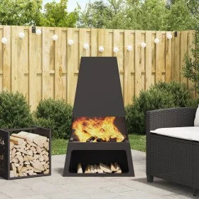 Hoguera con Almacenamiento de Leña Negra 60x35x100 cm Acero by , Chimneys - Ref: Foro24-858938, Price: 101,88 €, Discount: -5%%