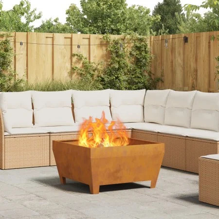 Hoguera cuadrada de 80x80x43 cm en acero resistente a la intemperie by , Chimneys - Ref: Foro24-858945, Price: 96,46 €, Disco...