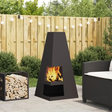 Hoguera con Almacenamiento para Troncos Negra 50x50x100 cm Acero | Foro24.es | Tu tienda online para hogar, jardín y más Foro24.es