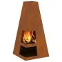 Fogón con almacenamiento de leña 50x50x100 cm de acero envejecido | Foro24.es | Tu tienda online para hogar, jardín y más Foro24.es