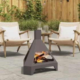 Hoguera con Chimenea Negro 50x43x52 cm Acero