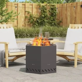 Hoguera Sin Humo Hexagonal Negra 58x58x51 cm Acero de , Chimeneas - Ref: Foro24-858980, Precio: 103,36 €, Descuento: -5%%