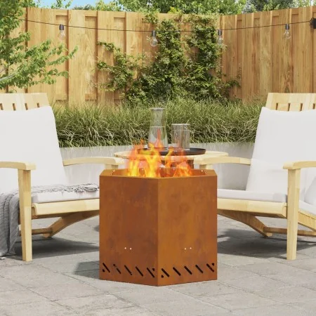 Hoguera Sin Humo Hexagonal 58x58x51 cm Acero Resistente a la Intemperie de , Chimeneas - Ref: Foro24-858981, Precio: 100,43 €...