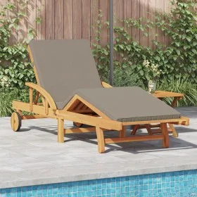 Comprar Tumbona plegable con ruedas y cojín taupe